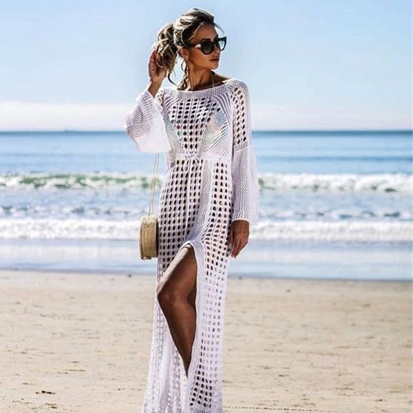 women's swimwear knitted crochet fashion hollow beach skirt holiday long bikini cover sun protection shirt 2021summer beachwear, White;black
women's swimwear knitted crochet fashion hollow beach skirt holiday long bikini cover sun protection shirt 2021summer beachwear, White;black