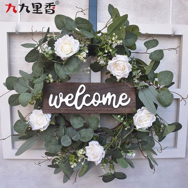 decorative flowers & wreaths welcome sign flower leaf garland household door pendant round ornament 
decorative flowers & wreaths welcome sign flower leaf garland household door pendant round ornament