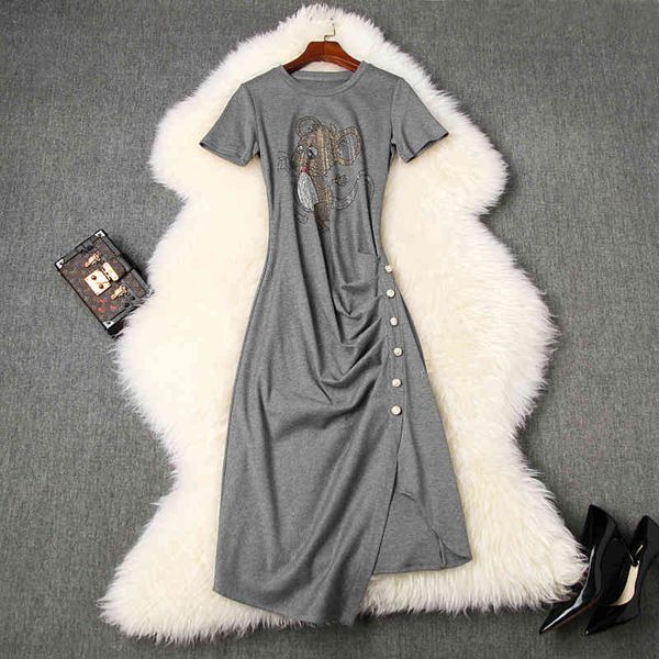 casual dresses european and american women's clothing summer style short sleeve mouse drill nail button fashionable slit dresses wvy7, Black;gray
casual dresses european and american women's clothing summer style short sleeve mouse drill nail button fashionable slit dresses wvy7, Black;gray