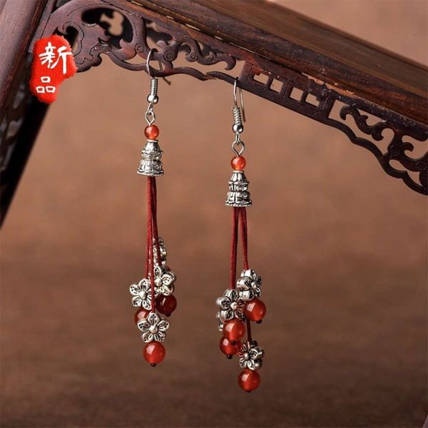 temperament miao silver red handmade beads colored glaze national style medium long earrings female, Black
temperament miao silver red handmade beads colored glaze national style medium long earrings female, Black