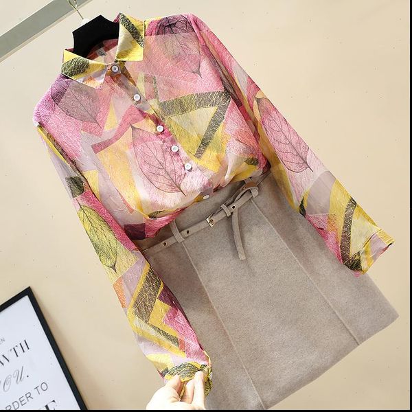 spring summer long sleeved korean womens blouses sweet wild printing chiffon thin section tide gd269, White
spring summer long sleeved korean womens blouses sweet wild printing chiffon thin section tide gd269, White