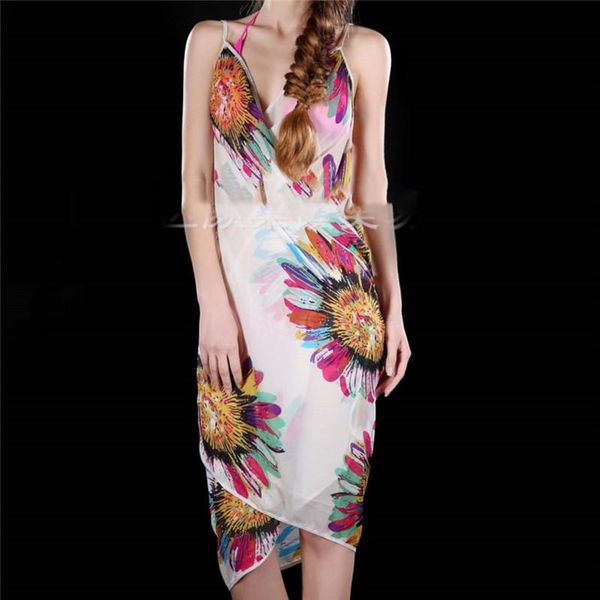 women's swimwear printed cover-ups beach dress women halter sling chiffon towel bikini wrap pareo skirts open-back, White;black
women's swimwear printed cover-ups beach dress women halter sling chiffon towel bikini wrap pareo skirts open-back, White;black