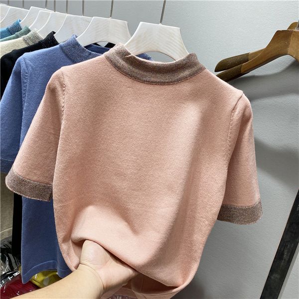 fashion loose half sleeve knitted sweater women turtleneck patchwork pullovers 2022 spring autumn, White;black
fashion loose half sleeve knitted sweater women turtleneck patchwork pullovers 2022 spring autumn, White;black