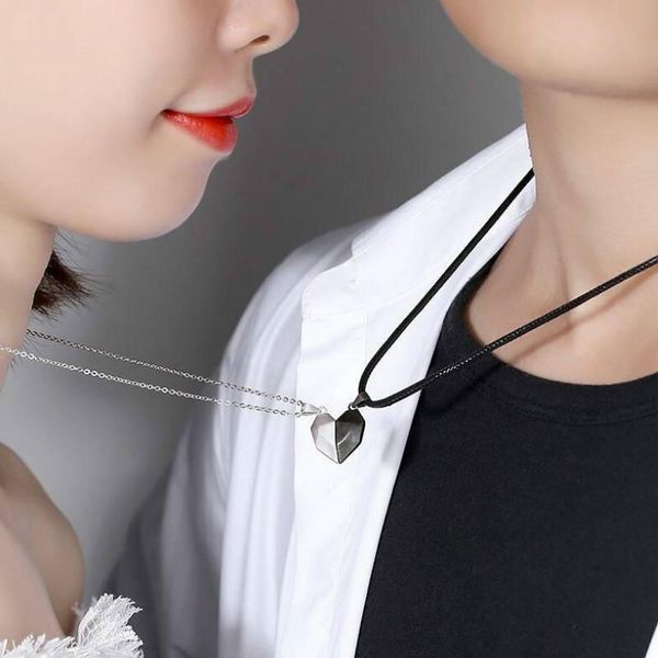 chains 2pcs couple necklace magnet suction wishing stone creative attraction pendants menwomen love for long distance girlfriend women, Silver
chains 2pcs couple necklace magnet suction wishing stone creative attraction pendants menwomen love for long distance girlfriend women, Silver