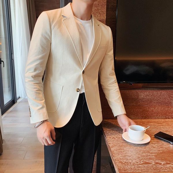 men's suits & blazers 2021 autumn winter luxury cotton blazer jacket men clothing simple slim fit long sleeve casual business suit coat, White;black
men's suits & blazers 2021 autumn winter luxury cotton blazer jacket men clothing simple slim fit long sleeve casual business suit coat, White;black