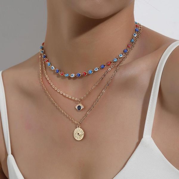 pendant necklaces fashion turkish evil eyes multilayer for women gold color bohemian devil choker beads trendy jewelry, Silver
pendant necklaces fashion turkish evil eyes multilayer for women gold color bohemian devil choker beads trendy jewelry, Silver