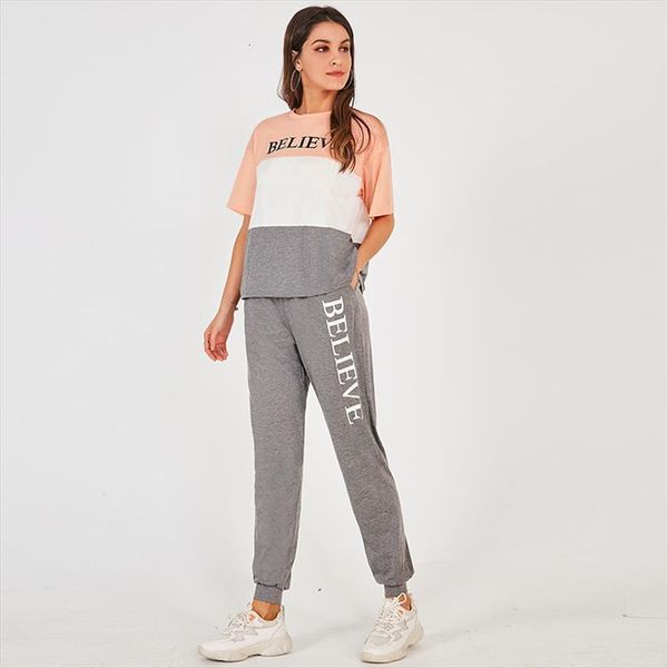 summer fashion short sleeve womens pants t shirt college style color matching printing trend loose sports wind maiden trousers suit, White
summer fashion short sleeve womens pants t shirt college style color matching printing trend loose sports wind maiden trousers suit, White