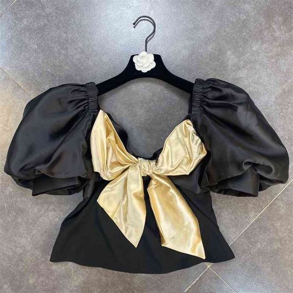 summer fashion temperament blouse women's square collar retro puff sleeve blusa hit color bow shirt gl011 210506, White
summer fashion temperament blouse women's square collar retro puff sleeve blusa hit color bow shirt gl011 210506, White