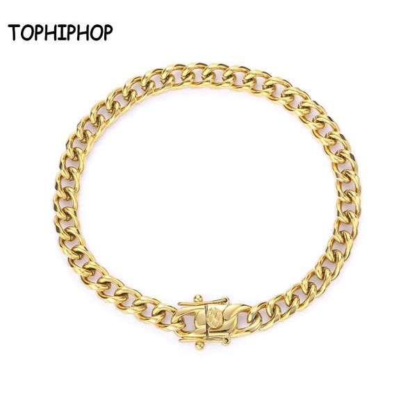 link, chain iphop fashion stainless steel bracelet men's cuban link box clasp hiphop jewelry exquisite boxed, Black
link, chain iphop fashion stainless steel bracelet men's cuban link box clasp hiphop jewelry exquisite boxed, Black