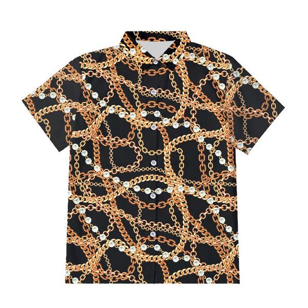 eu/us size fashion men golden chain 3d print button shirts summer hawaiian shirt homme short sleeve luxury royal baroque men's casual, White;black
eu/us size fashion men golden chain 3d print button shirts summer hawaiian shirt homme short sleeve luxury royal baroque men's casual, White;black