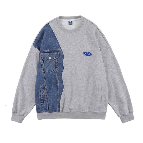 sweatshirts denim contrast stitching hoodless sweater mens bf style loose round neck long sleeve street fashion brand pullover hoodie, Black
sweatshirts denim contrast stitching hoodless sweater mens bf style loose round neck long sleeve street fashion brand pullover hoodie, Black