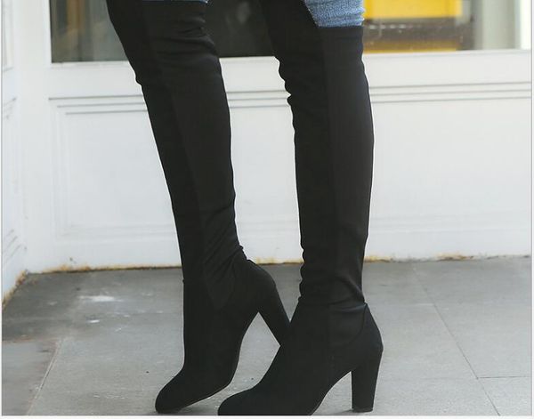 boots classic party fashion suede leather shoes women over the knee heels stretch flock winter high large size, Black
boots classic party fashion suede leather shoes women over the knee heels stretch flock winter high large size, Black