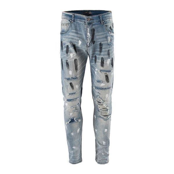men's jeans blue ripped casual slim high street style splash ink paint dot personality beggar autumn/winter
men's jeans blue ripped casual slim high street style splash ink paint dot personality beggar autumn/winter