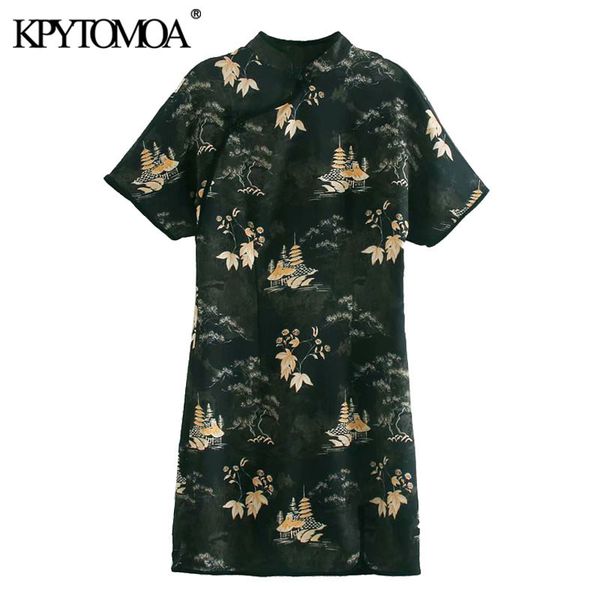 women chic fashion with toggles floral print mini dress vintage high neck short sleeve female dresses mujer 210416, Black;gray
women chic fashion with toggles floral print mini dress vintage high neck short sleeve female dresses mujer 210416, Black;gray