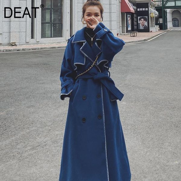 autumn fashion women coat full sleeve lapel high street loose wild elegant white striped sashes woolen jacket tu144 women's wool & blen, Black 
autumn fashion women coat full sleeve lapel high street loose wild elegant white striped sashes woolen jacket tu144 women's wool & blen, Black