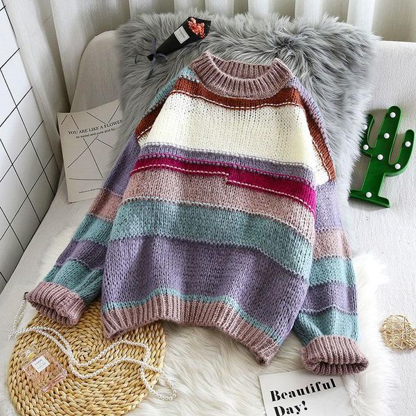 rainbow o-neck sweaters women autumn winter 2021 jumpers knitted clothes fashion striped pullover female y269 women's, White;black
rainbow o-neck sweaters women autumn winter 2021 jumpers knitted clothes fashion striped pullover female y269 women's, White;black