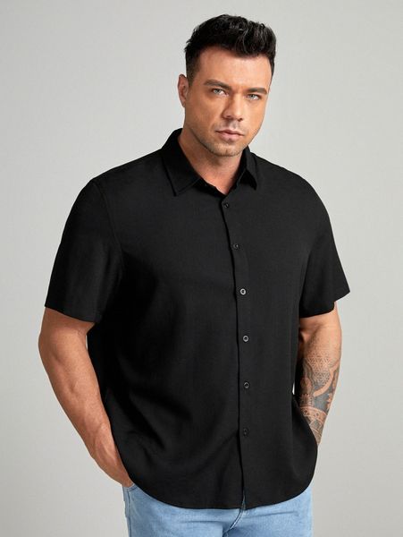 extended sizes men solid button up shirt c0ur#, White;black
extended sizes men solid button up shirt c0ur#, White;black
