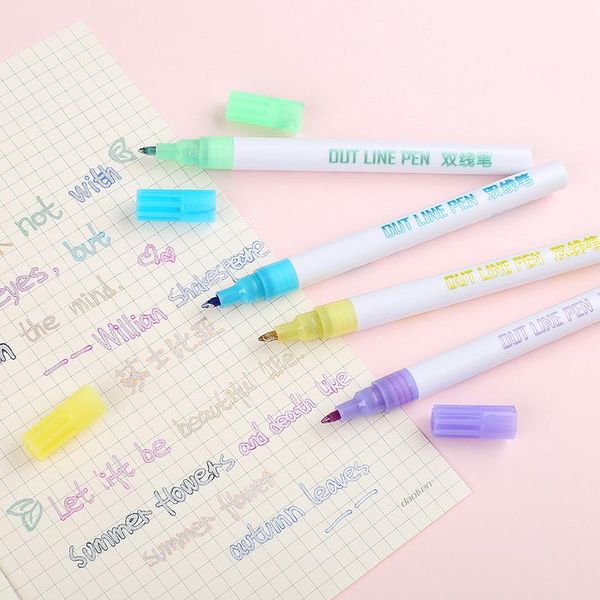 highlighters 8 colors/set gift card writing drawing pens double line outline pen stationery em88, Black;red
highlighters 8 colors/set gift card writing drawing pens double line outline pen stationery em88, Black;red