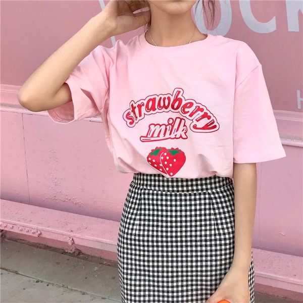 women's t-shirt cute sweet girl harajuku loose strawberry milk print short sleeve pink fun kawaii casual ulzzang, White
women's t-shirt cute sweet girl harajuku loose strawberry milk print short sleeve pink fun kawaii casual ulzzang, White