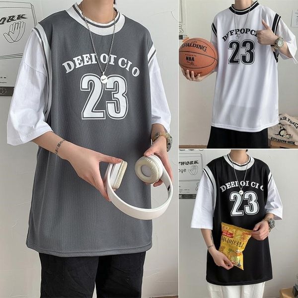 chaopai summer no. 23 basketball short sleeve shirt men's fashion loose fake two casual half sleeve shirt t-shirt, White;black
chaopai summer no. 23 basketball short sleeve shirt men's fashion loose fake two casual half sleeve shirt t-shirt, White;black