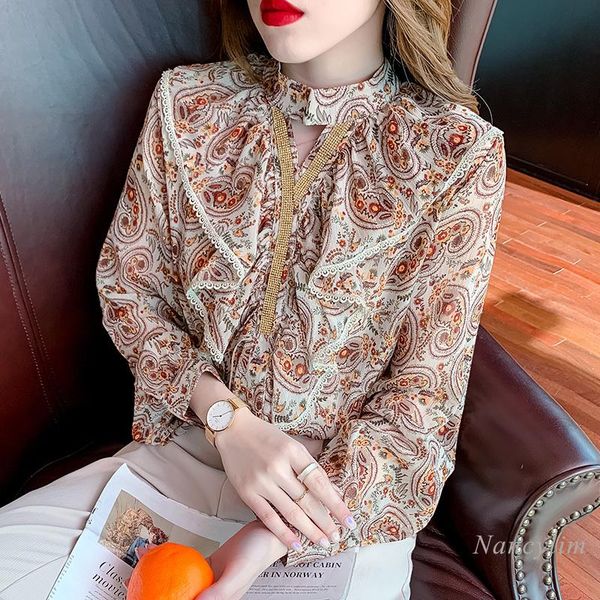 women's blouses & shirts elegant floral chiffon blouse 2021 fashion autumn long sleeve ruffles blusas office lady all-match femme, White
women's blouses & shirts elegant floral chiffon blouse 2021 fashion autumn long sleeve ruffles blusas office lady all-match femme, White