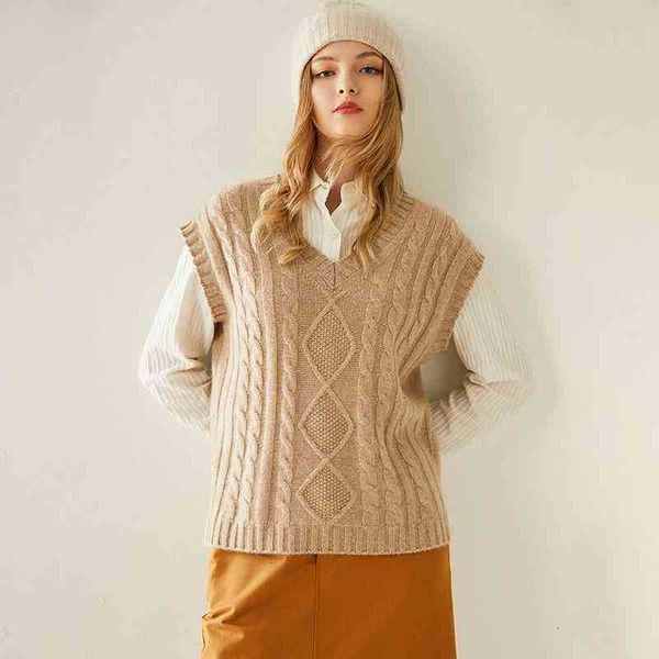 women's knits & tees vest cashmere in autumn and winter loose joker jacket pure 7fcr, White
women's knits & tees vest cashmere in autumn and winter loose joker jacket pure 7fcr, White
