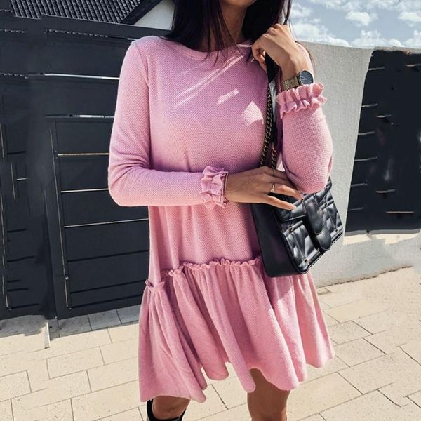 casual dresses women autumn winter ruffles sweet mini dress round neck long sleeve loose pink gray elegant ladies vestidos, Black;gray
casual dresses women autumn winter ruffles sweet mini dress round neck long sleeve loose pink gray elegant ladies vestidos, Black;gray