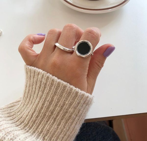 cluster rings authentic s925 sterling silver fine jewelry black enamel ring irregular circle band geometric adjust tlj1078, Golden;silver
cluster rings authentic s925 sterling silver fine jewelry black enamel ring irregular circle band geometric adjust tlj1078, Golden;silver
