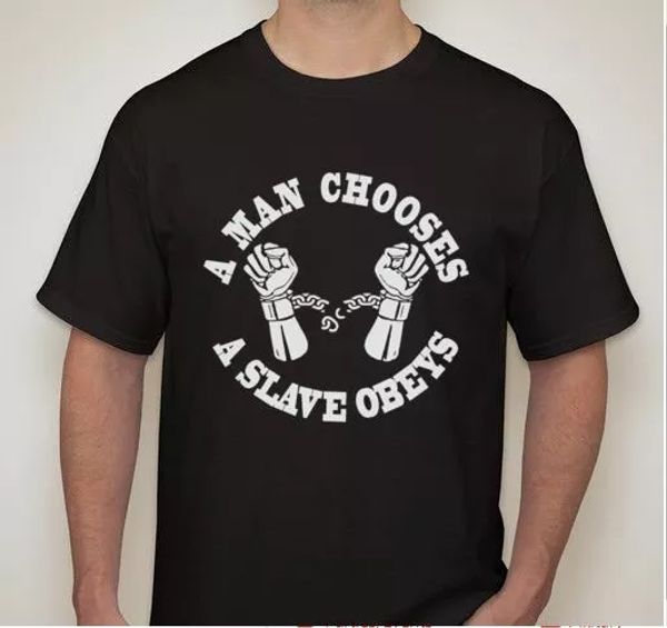 a man chooses a slave obeys handcuffs anarchy anarchist t shirt tee, White;black
a man chooses a slave obeys handcuffs anarchy anarchist t shirt tee, White;black