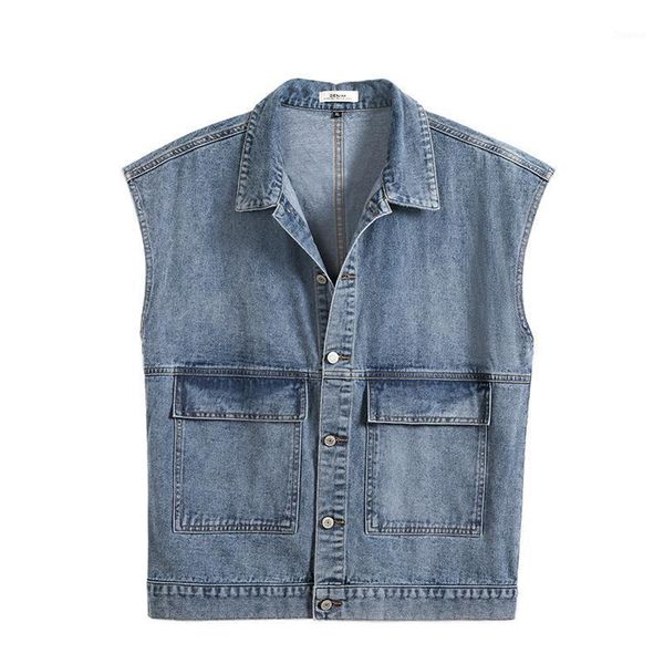 men's vests denim vest handsome loose youth jacket autumn casual fashion button coats plus size cotton soft multi-pocket, Black;white 
men's vests denim vest handsome loose youth jacket autumn casual fashion button coats plus size cotton soft multi-pocket, Black;white
