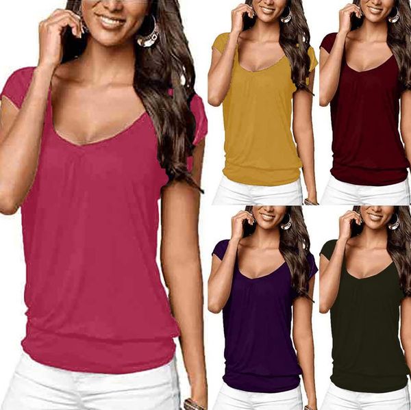 women's t-shirt summer loose fasion corset solid color v-neck short-sleeved women streetwear clothing oversized, White
women's t-shirt summer loose fasion corset solid color v-neck short-sleeved women streetwear clothing oversized, White
