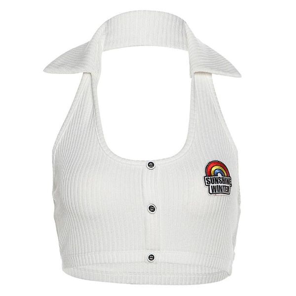 women's tanks & camis women halter lapel crop deep u-neck backless ribbed knit camisole harajuku rainbow letters embroidery slim ve, White
women's tanks & camis women halter lapel crop deep u-neck backless ribbed knit camisole harajuku rainbow letters embroidery slim ve, White