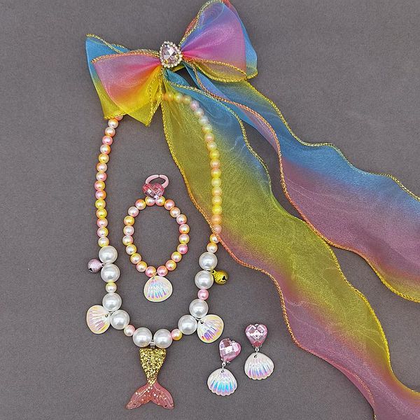 earrings & necklace children beauty fish tail pendant cute earring bracelet ring bow fashion jewelry set for girl and baby party gift, Silver
earrings & necklace children beauty fish tail pendant cute earring bracelet ring bow fashion jewelry set for girl and baby party gift, Silver