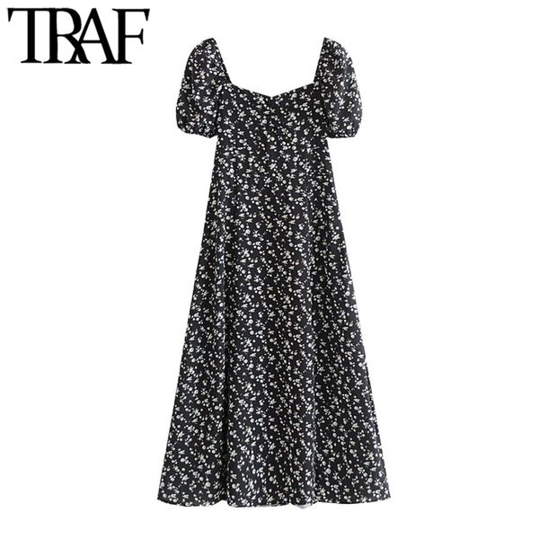 traf women chic fashion floral print front slit midi dress vintage puff sleeves back stretchy female dresses vestidos 210415, Black;gray
traf women chic fashion floral print front slit midi dress vintage puff sleeves back stretchy female dresses vestidos 210415, Black;gray