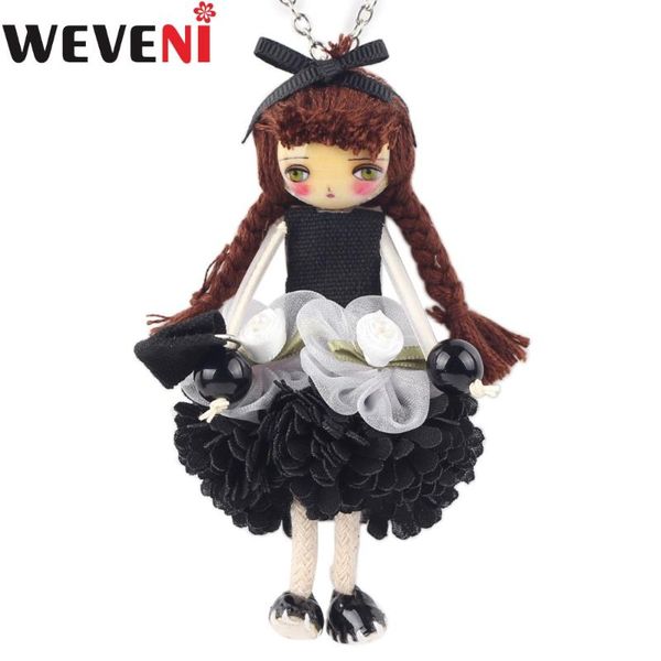 pendant necklaces weveni original handmade cloth dressed girl doll necklace long chain collar trendy wholesale jewelry for women, Silver
pendant necklaces weveni original handmade cloth dressed girl doll necklace long chain collar trendy wholesale jewelry for women, Silver