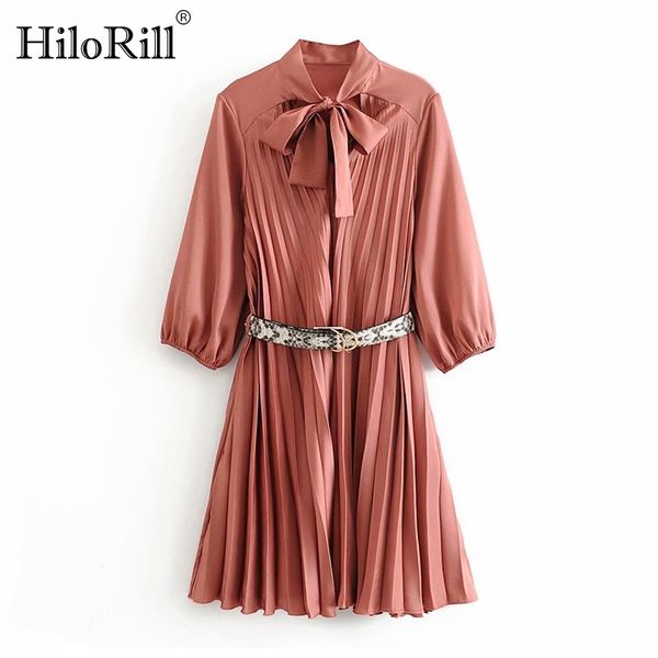 women chic pleated pink dress with snake belt elegant bow tie collar party mini es female a line short 210508, Black;gray
women chic pleated pink dress with snake belt elegant bow tie collar party mini es female a line short 210508, Black;gray
