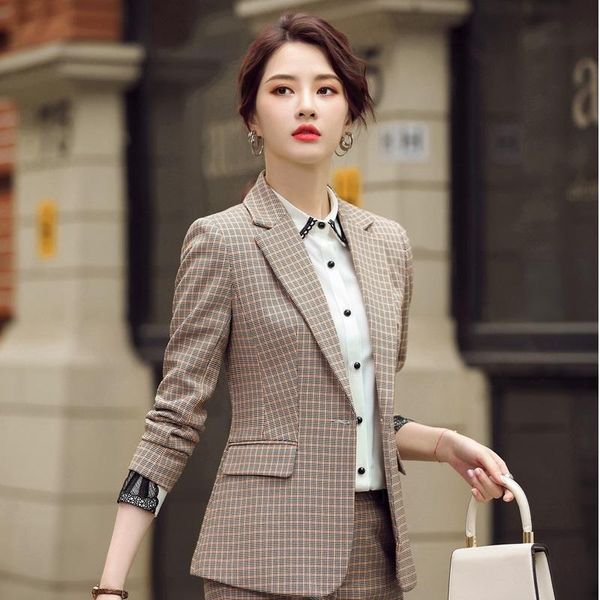 women's suits & blazers 2021 jacket women fashion elegant coffee plaid coat ol styles spring fall for business work blazer outwear, White;black
women's suits & blazers 2021 jacket women fashion elegant coffee plaid coat ol styles spring fall for business work blazer outwear, White;black