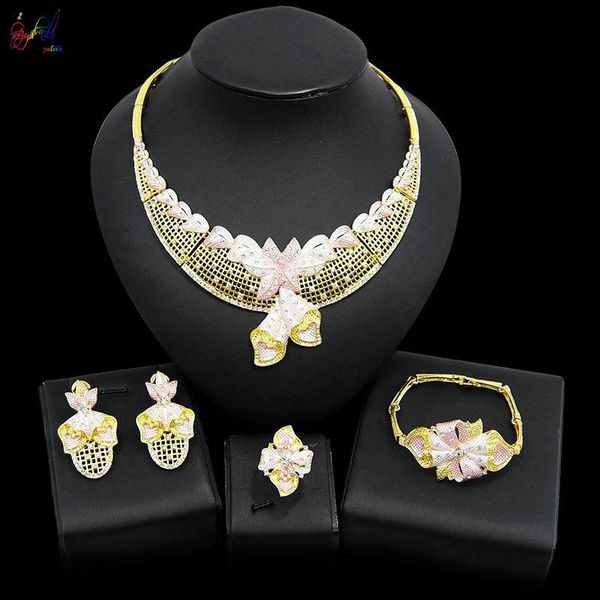 earrings & necklace yulaili dubai gold jewelry sets wedding accessories for women flower shaped crystal bracelet ring jewelery set, Silver
earrings & necklace yulaili dubai gold jewelry sets wedding accessories for women flower shaped crystal bracelet ring jewelery set, Silver