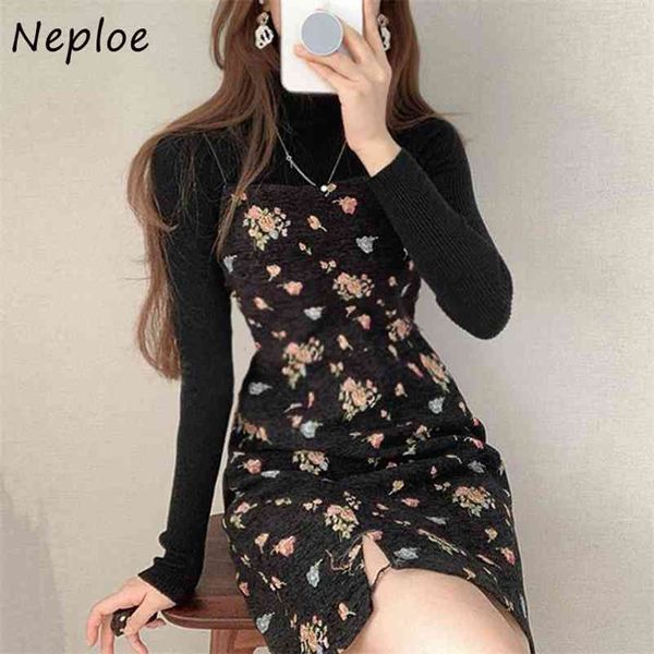 vintage 2 pcs women set high neck long sleeve solid + waist hip split camis print dress spring slim suit 210422, White
vintage 2 pcs women set high neck long sleeve solid + waist hip split camis print dress spring slim suit 210422, White