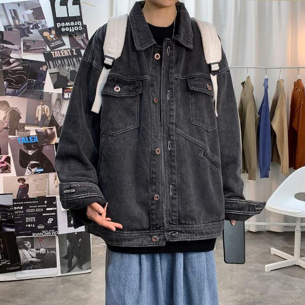 autumn denim jacket loose cotton mens jackets and coats men's women's streetwear chaqueta, Black;brown
autumn denim jacket loose cotton mens jackets and coats men's women's streetwear chaqueta, Black;brown