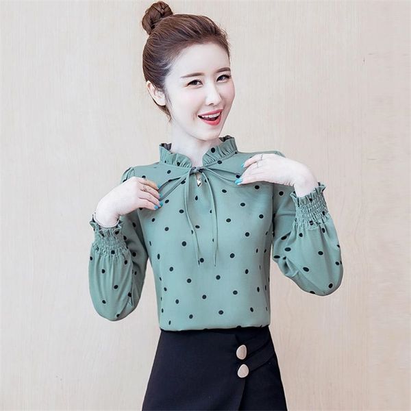 women spring summer style chiffon blouses shirts lady casual long sleeve polka dot printed blusas df3179 210412, White
women spring summer style chiffon blouses shirts lady casual long sleeve polka dot printed blusas df3179 210412, White