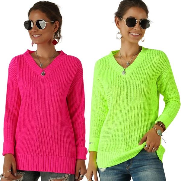 women's sweaters women long sleeve chunky knit sweater v-neck neon solid loose jumper, White;black
women's sweaters women long sleeve chunky knit sweater v-neck neon solid loose jumper, White;black