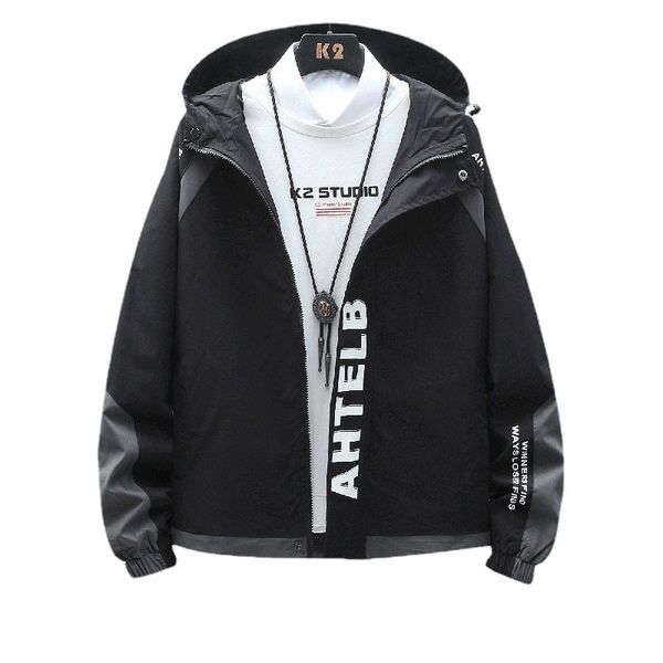 youth student fashion jacket coat autumn winter new hooded korean casual work clothes color matching cross mirror large, Black
youth student fashion jacket coat autumn winter new hooded korean casual work clothes color matching cross mirror large, Black