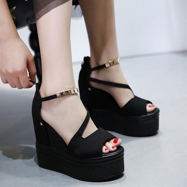 roman style fashion increased sandals summer waterproof platform high heel sandals., Black
roman style fashion increased sandals summer waterproof platform high heel sandals., Black