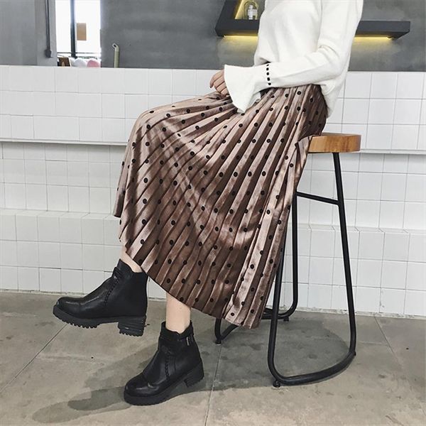 spring summer fashion velvet women skirts a line pleated dot gorgeous female casual elastic waist midi streetwear, Black
spring summer fashion velvet women skirts a line pleated dot gorgeous female casual elastic waist midi streetwear, Black