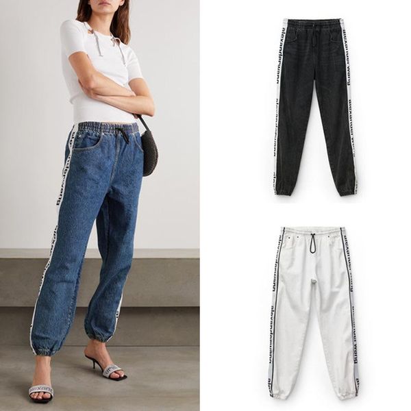 women's jeans alexander webbing sweatpants european and american same style high waist sports women, Blue
women's jeans alexander webbing sweatpants european and american same style high waist sports women, Blue