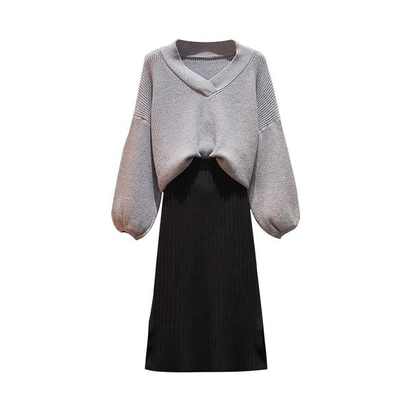 two piece dress large size ladies fashion loose sweater black skirt two-piece knitting clothing set v neck leisure couture l-4xl plus, White
two piece dress large size ladies fashion loose sweater black skirt two-piece knitting clothing set v neck leisure couture l-4xl plus, White
