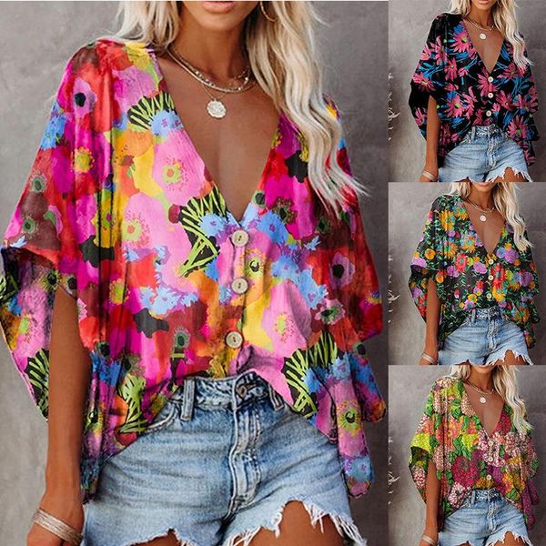 women's polos 2021 summer fashion loose v-neck multicolor printed shirt women short sleeve top, White
women's polos 2021 summer fashion loose v-neck multicolor printed shirt women short sleeve top, White