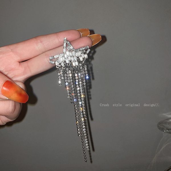 925 silver needle diamond zircon half five pointed star tassel earrings designer east gate fashion earrings temperament earrings women
925 silver needle diamond zircon half five pointed star tassel earrings designer east gate fashion earrings temperament earrings women