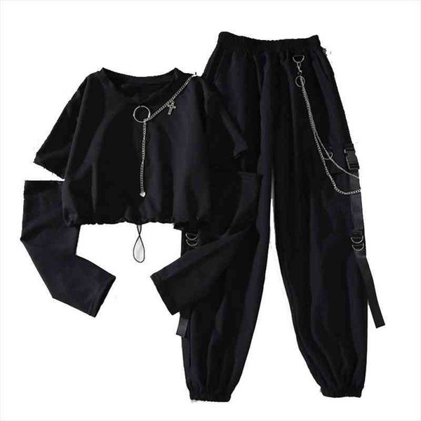 spring autumn women harajuku cargo pants handsome cool two-piece suit chain long sleeve ribbon pants, Black;white
spring autumn women harajuku cargo pants handsome cool two-piece suit chain long sleeve ribbon pants, Black;white
